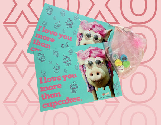 I love you more than Cupcakes - 2 pack Valentine's day cards and candy