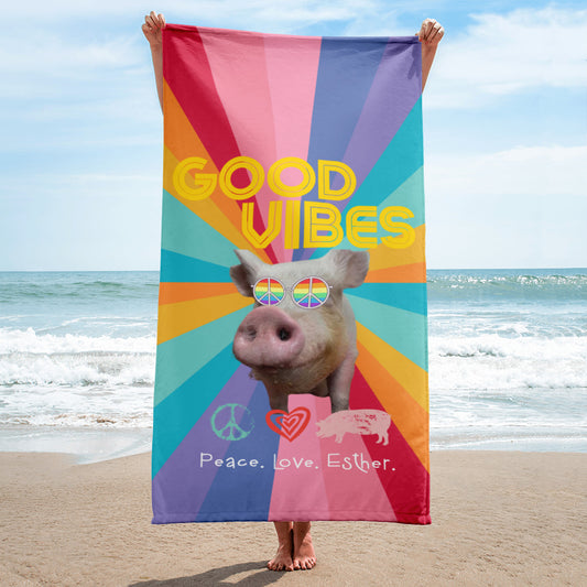 NEW -Good Vibes - Esther the Wonder Pig -Towel