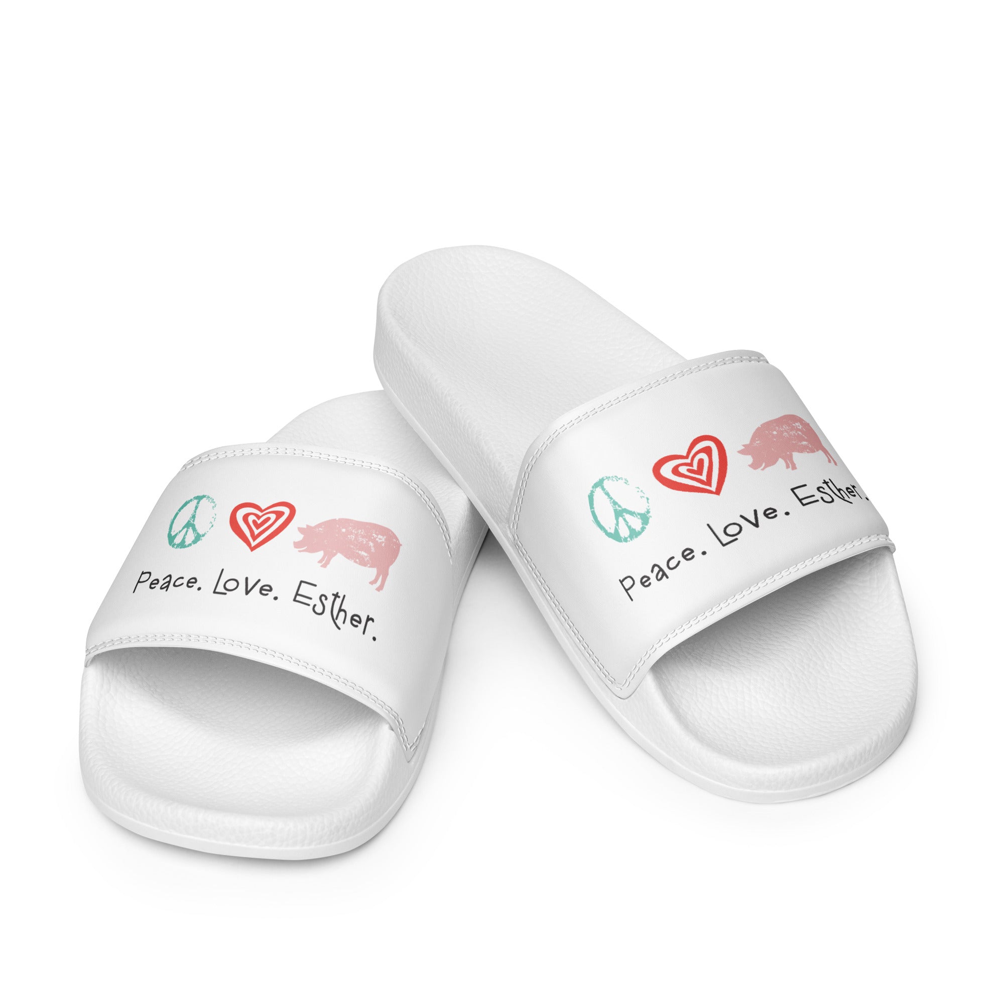 NEW- Peace Love Esther -Ladies slides – The Esther Store