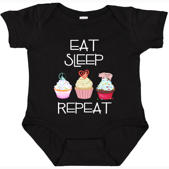Eat. Sleep. CUPCAKE. Repeat -Infants Fine Jersey Baby Bodysuit