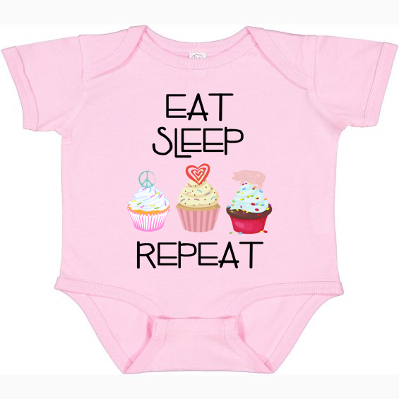Eat. Sleep. CUPCAKE. Repeat -Infants Fine Jersey Baby Bodysuit