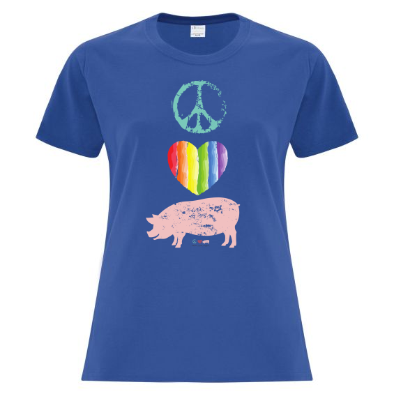 Peace Love Esther -Rainbow Heart Piggy-Ladies Style- PRIDE T-shirts-ATC1000L