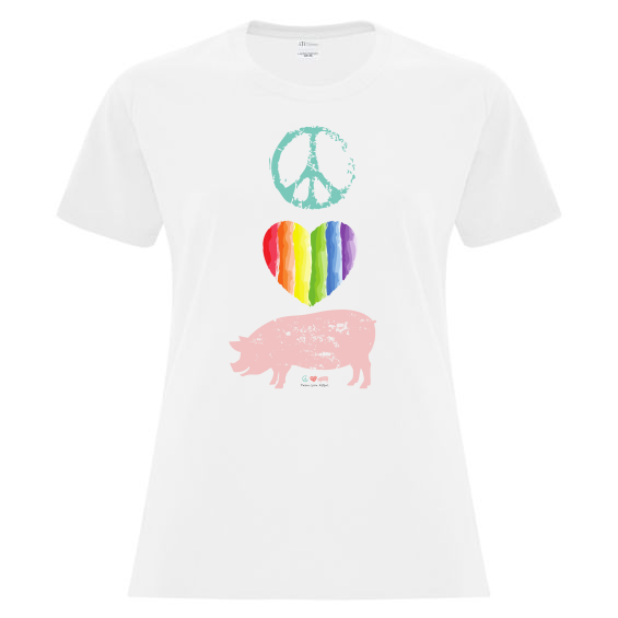 Peace Love Esther -Rainbow Heart Piggy-Ladies Style- PRIDE T-shirts-ATC1000L