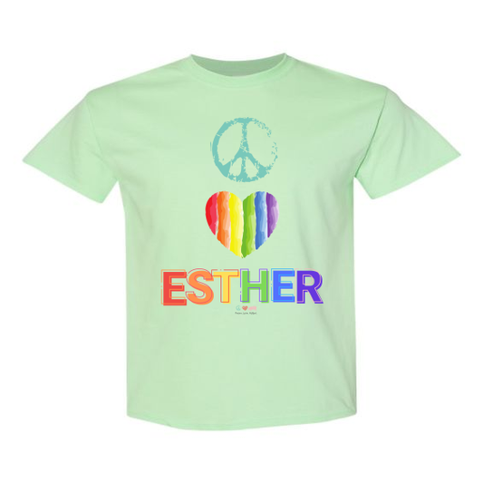 Peace Love Esther-Rainbow Heart -UNISEX- PRIDE T-shirts-GILDAN 5000