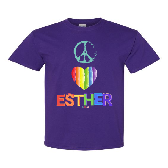 Peace Love Esther-Rainbow Heart -UNISEX- PRIDE T-shirts-GILDAN 5000