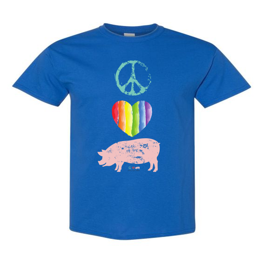 Peace Love Esther -Rainbow Heart Piggy-UNISEX- PRIDE T-shirts-GILDAN 5000