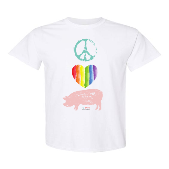 Peace Love Esther -Rainbow Heart Piggy-UNISEX- PRIDE T-shirts-GILDAN 5000