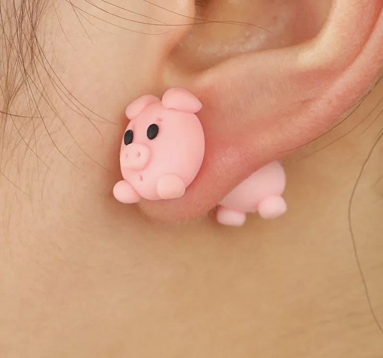 3D Pink Snap Earrings