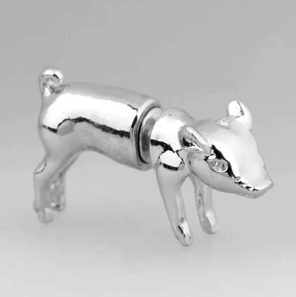 3D Pig Earrings- silver