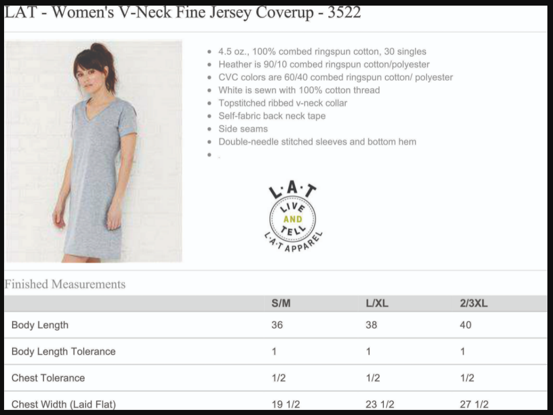 Walk With Esther - Ladies V-Neck Fine Jersey Coverup Dress