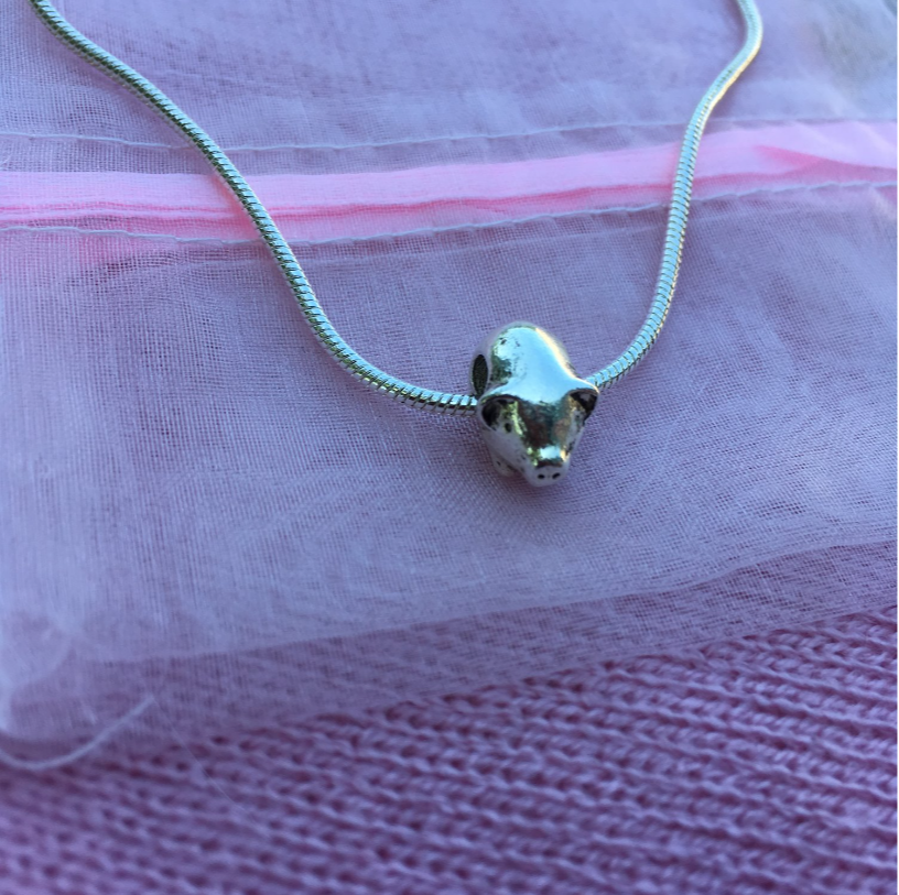 Mini Pig Silver Necklace