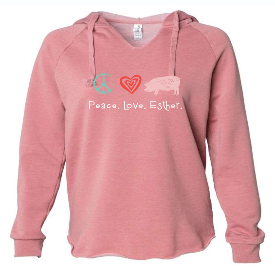 Peace. Love. Esther -Ladies - Wave Washed Hoodie Pullover Sweatshirt