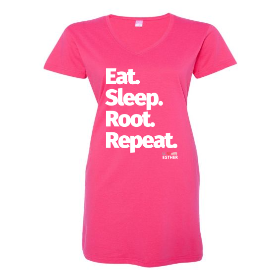 Eat. Sleep. Root. Repeat - Ladies V-Neck Fine Jersey Coverup Dress
