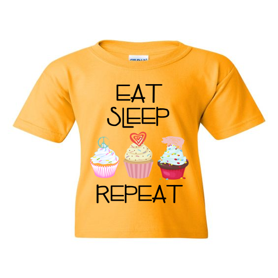EAT. SLEEP. CUPCAKE. REPEAT - Youth T-Shirt -5000B