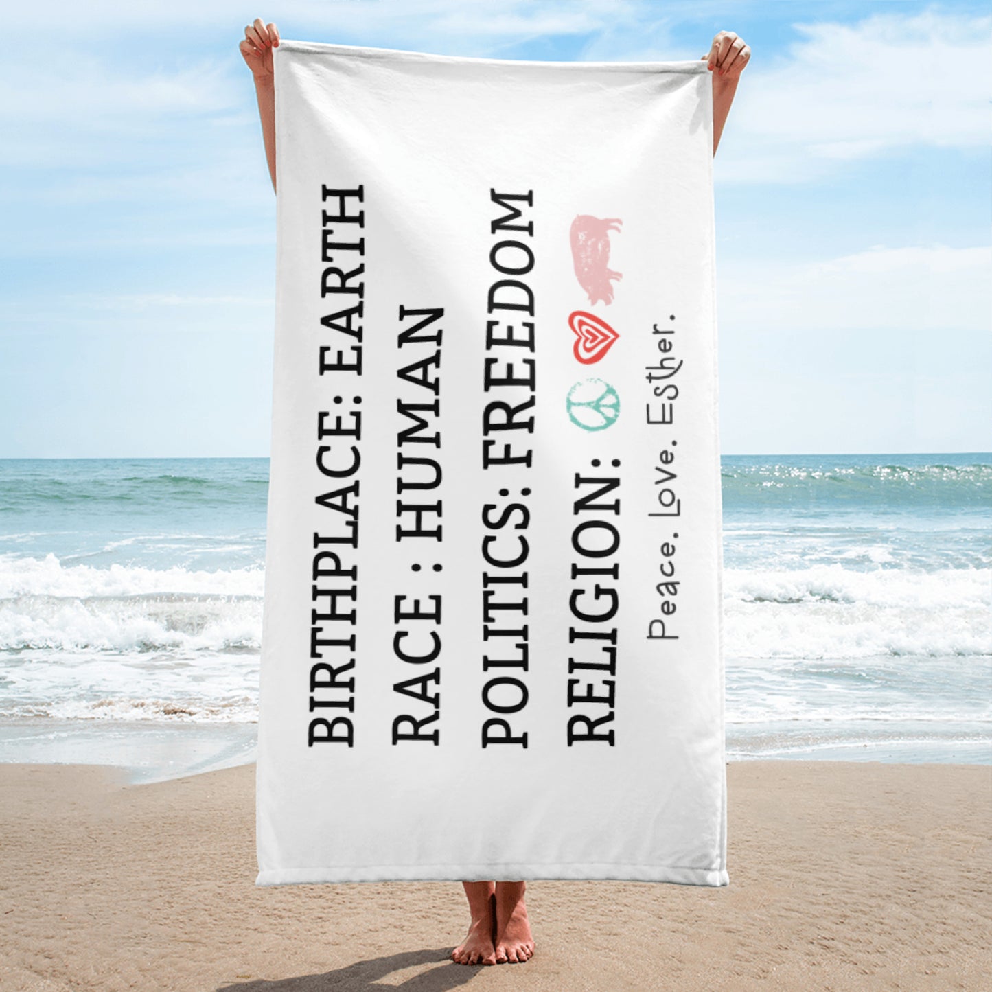 NEW - Religion= Peace Love Esther -Towel