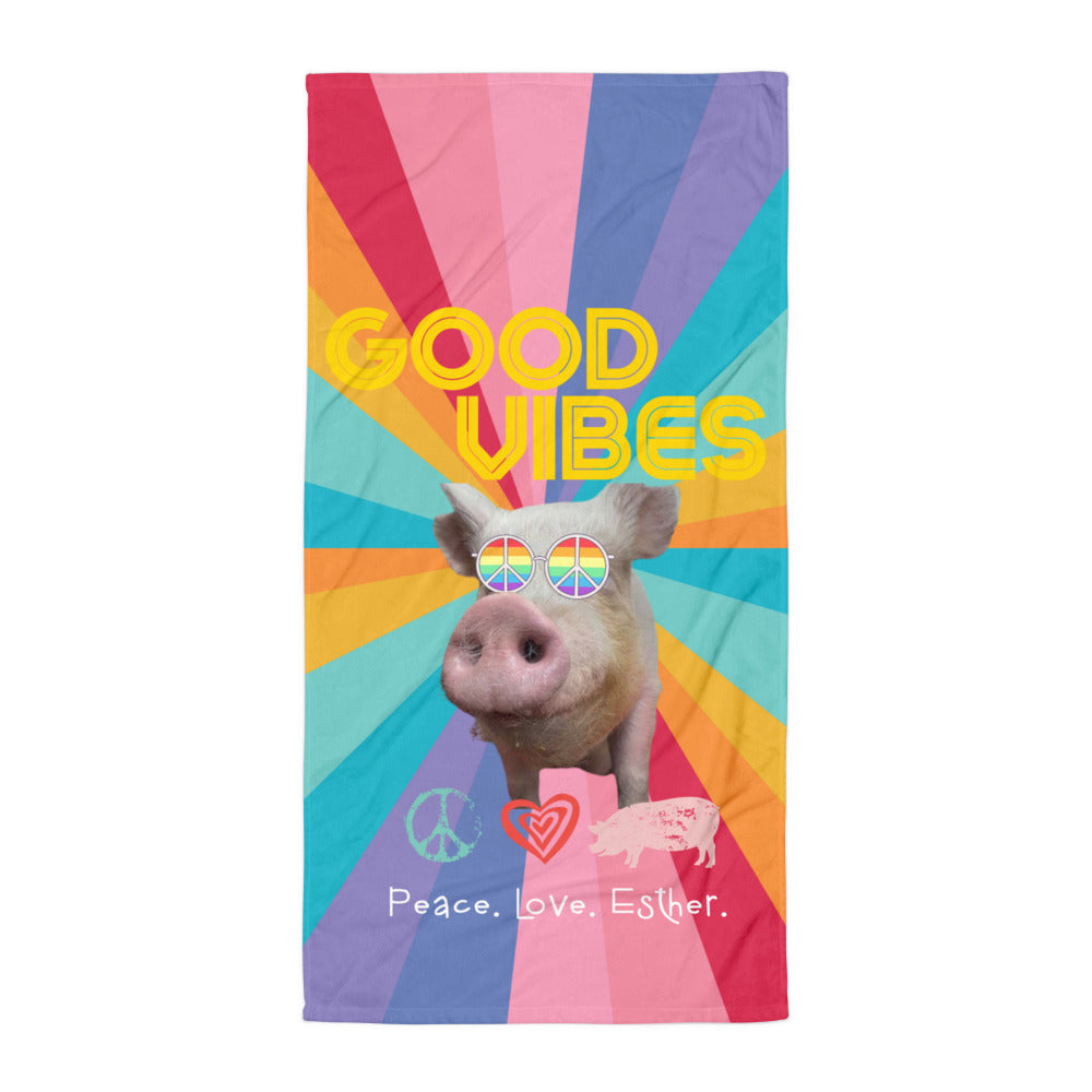 NEW -Good Vibes - Esther the Wonder Pig -Towel