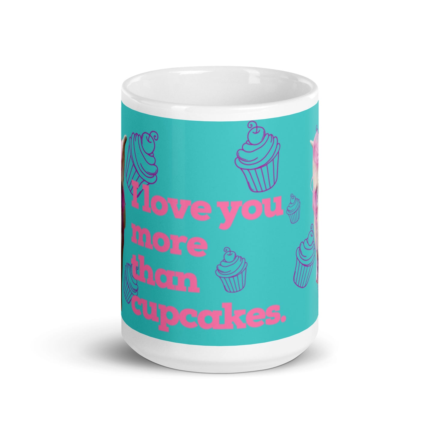 NEW- I love you more than Cupcakes - White glossy mug