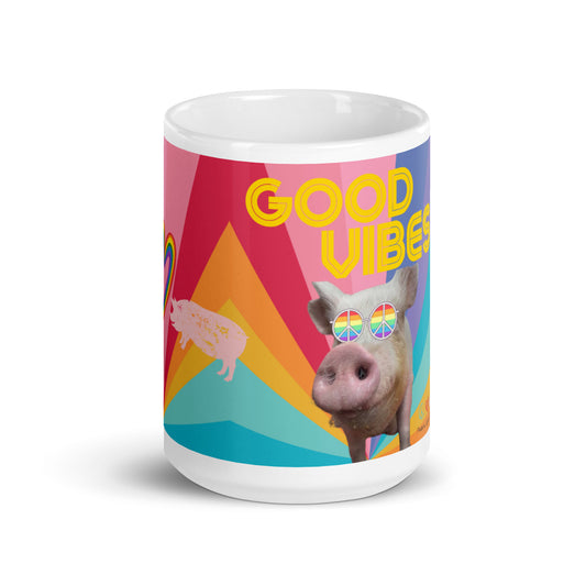 NEW - Good Vibes - White glossy mug